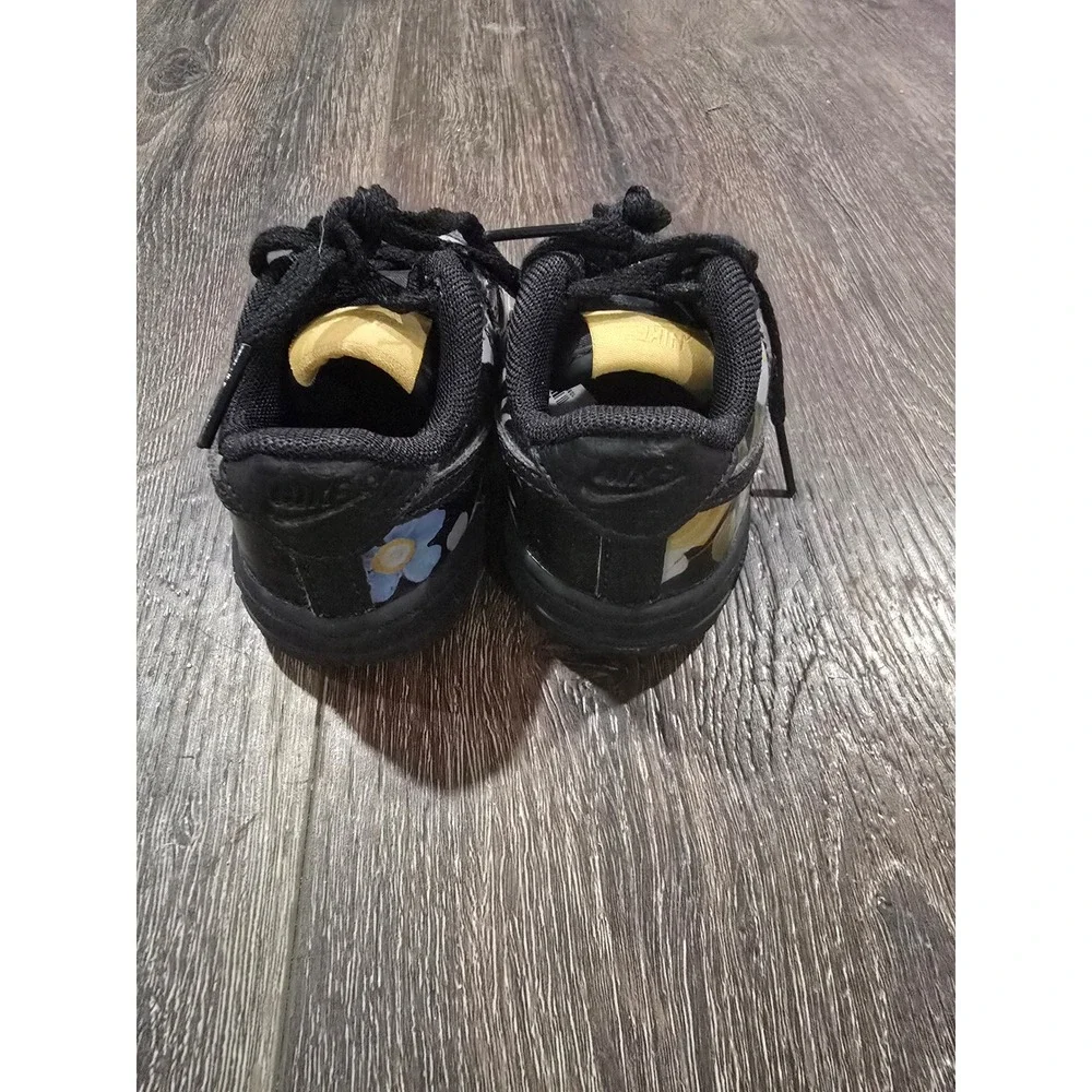 Nike Air Force 1 Low Toddler Floral Black Pink Yellow Sneakers Size 4C